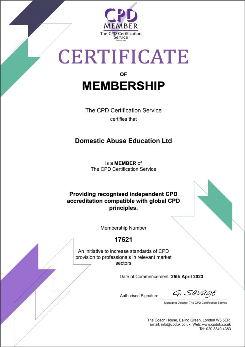 Domestic Abuse Education Accredited CPD Course